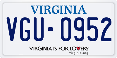 VA license plate VGU0952