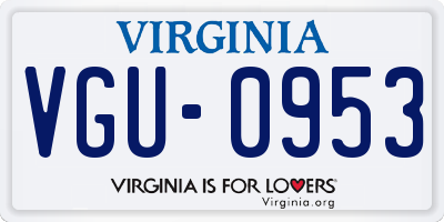 VA license plate VGU0953