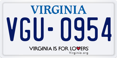 VA license plate VGU0954