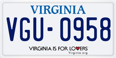VA license plate VGU0958