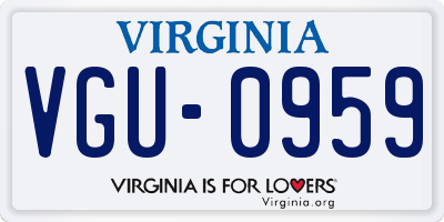 VA license plate VGU0959