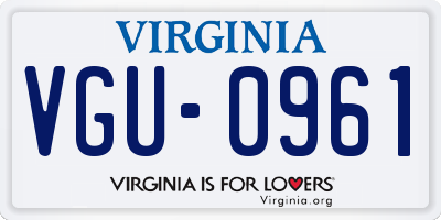 VA license plate VGU0961