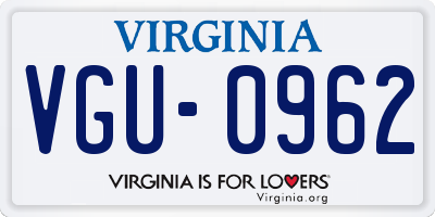 VA license plate VGU0962