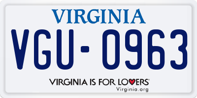 VA license plate VGU0963