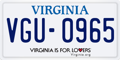 VA license plate VGU0965