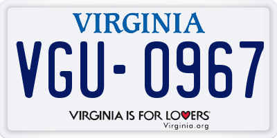 VA license plate VGU0967