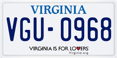 VA license plate VGU0968