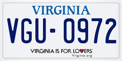 VA license plate VGU0972