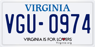 VA license plate VGU0974