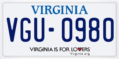 VA license plate VGU0980