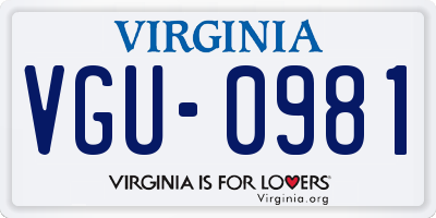 VA license plate VGU0981