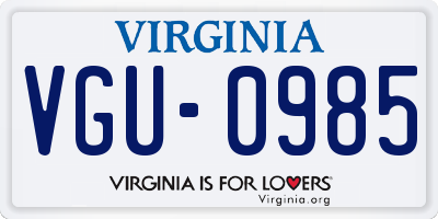 VA license plate VGU0985