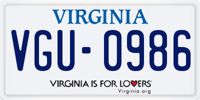 VA license plate VGU0986