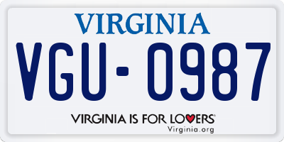 VA license plate VGU0987