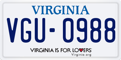 VA license plate VGU0988