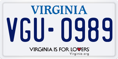 VA license plate VGU0989