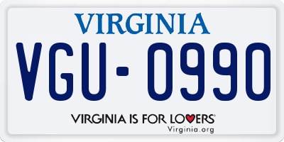 VA license plate VGU0990