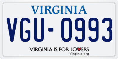 VA license plate VGU0993