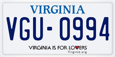 VA license plate VGU0994