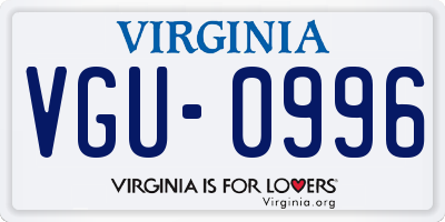 VA license plate VGU0996