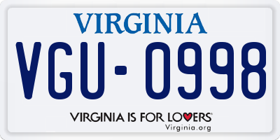 VA license plate VGU0998