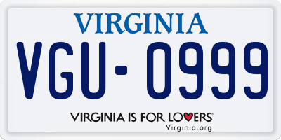 VA license plate VGU0999