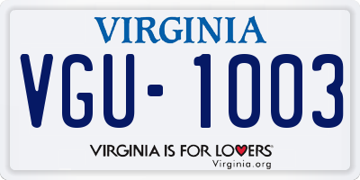 VA license plate VGU1003