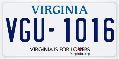 VA license plate VGU1016