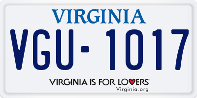 VA license plate VGU1017