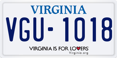 VA license plate VGU1018