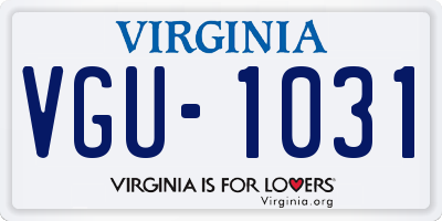 VA license plate VGU1031