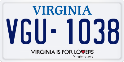 VA license plate VGU1038