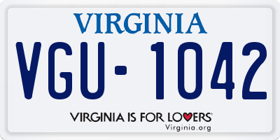 VA license plate VGU1042