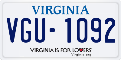 VA license plate VGU1092