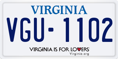 VA license plate VGU1102