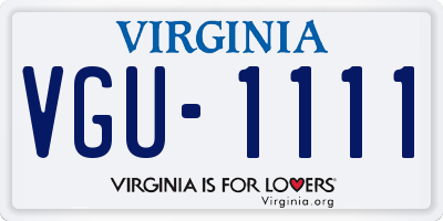 VA license plate VGU1111