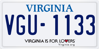 VA license plate VGU1133