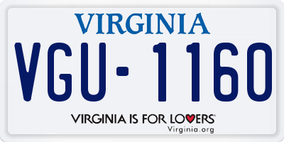 VA license plate VGU1160