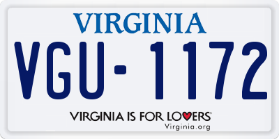 VA license plate VGU1172