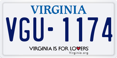VA license plate VGU1174
