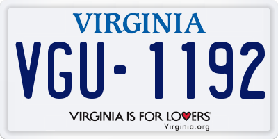 VA license plate VGU1192
