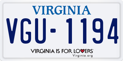 VA license plate VGU1194