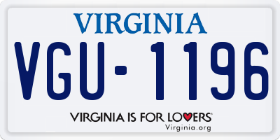VA license plate VGU1196