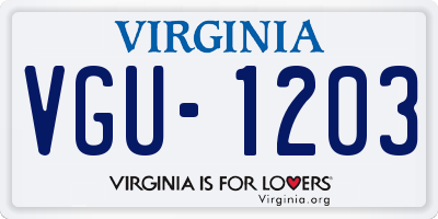 VA license plate VGU1203