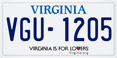 VA license plate VGU1205