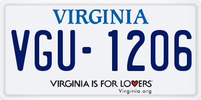 VA license plate VGU1206