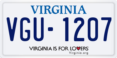 VA license plate VGU1207