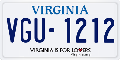 VA license plate VGU1212