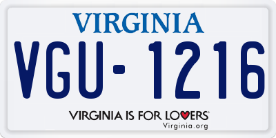 VA license plate VGU1216