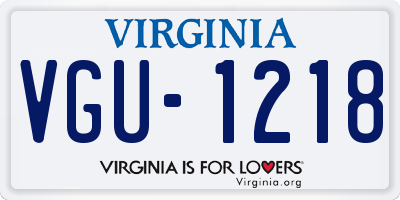 VA license plate VGU1218